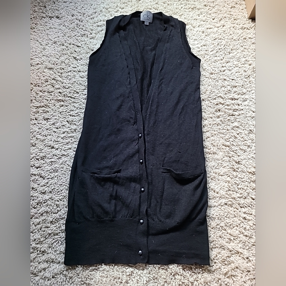 Calvin Kline Women's Sleeveless Cardigan Black Size S
